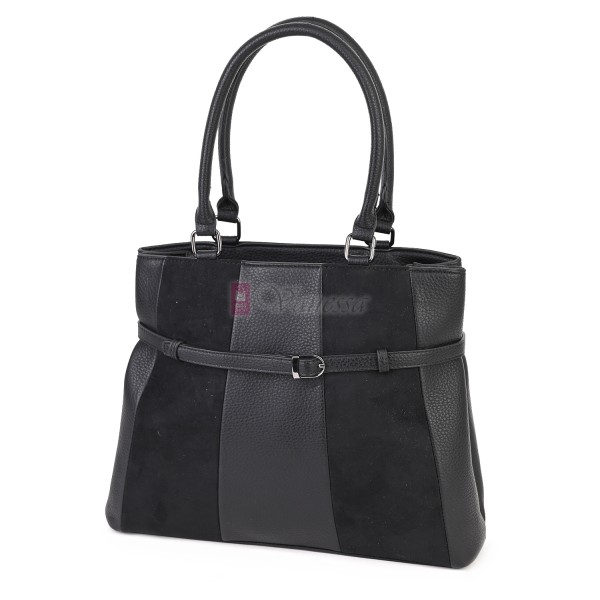 Голяма дамска ежедневна чанта от еко кожа, в черен цвят. Код: 371